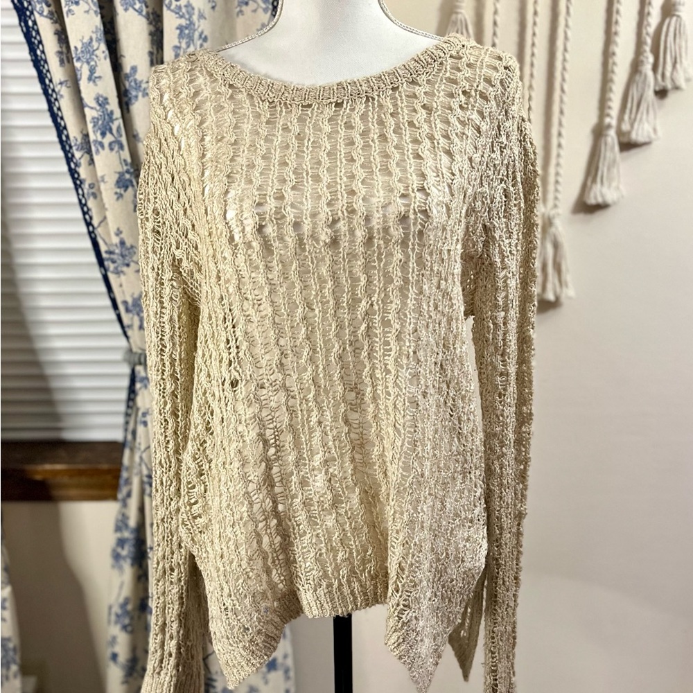 Beige Open Knit Sweater